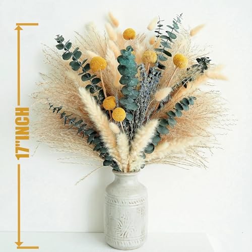 Dried Pampas Grass Bouquet – Boho Pampas Grass Decor for Home, Vase Fillers & C