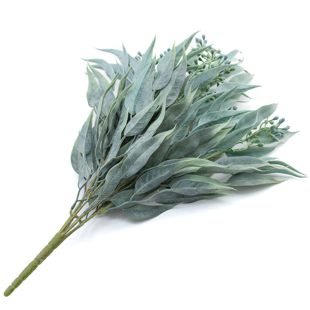 2 Artificial Dusty Blue Green Seeded Eucalyptus 14″ Indoor / Outdoor Bushes