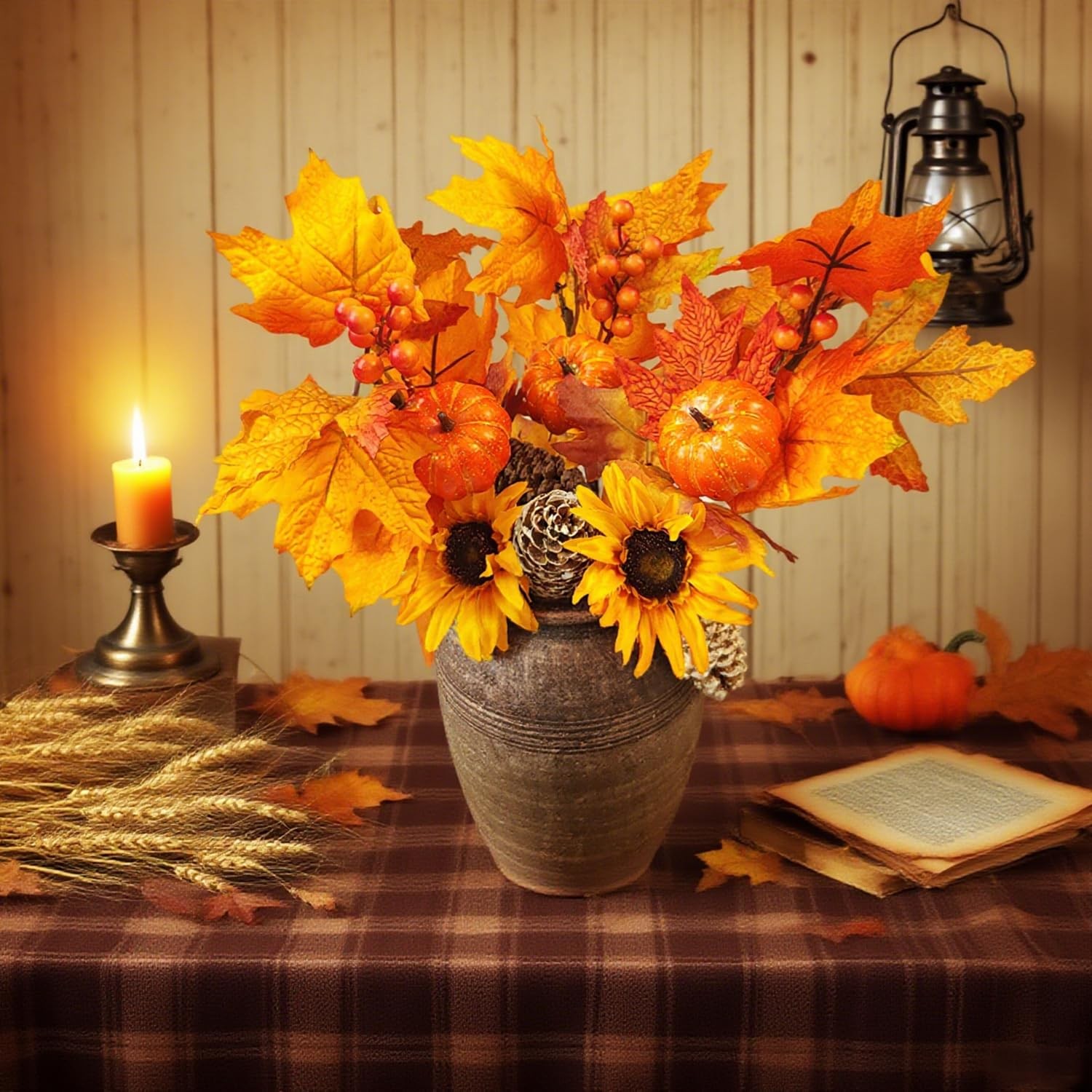 Fall Flowers Artificial for Decoration,16.9 In Fall Floral Stems Picks with P…