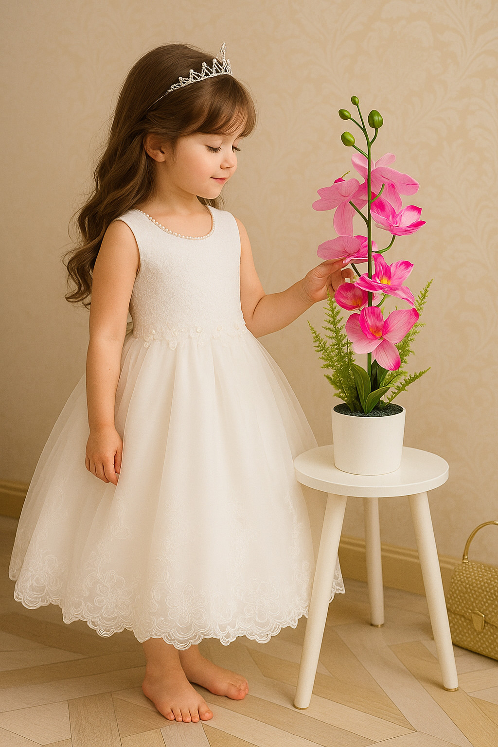 Artificial Flowers Potted Silk Orchid Faux Potted Flower Fake Phalaenopsis Decor