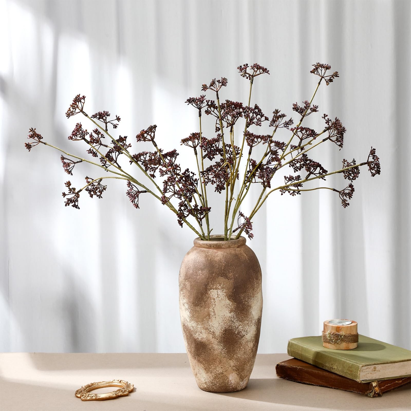 6 Pcs Dusty Plum Berry Stems Summer Faux Eucalyptus Seed Artificial Branches …