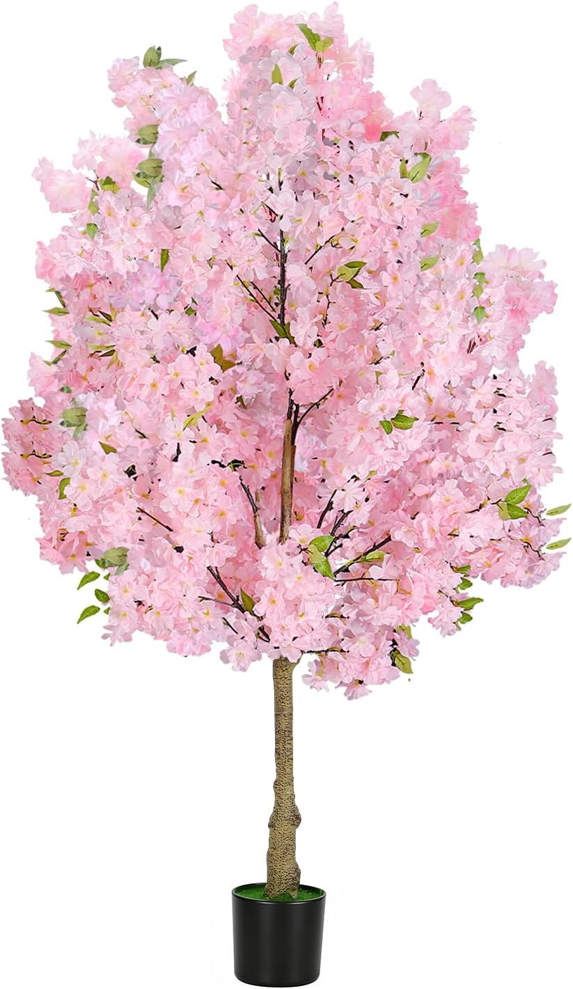 4FT Pink Cherry Blossom Tree – Realistic Faux Silk Plant for Home & Events