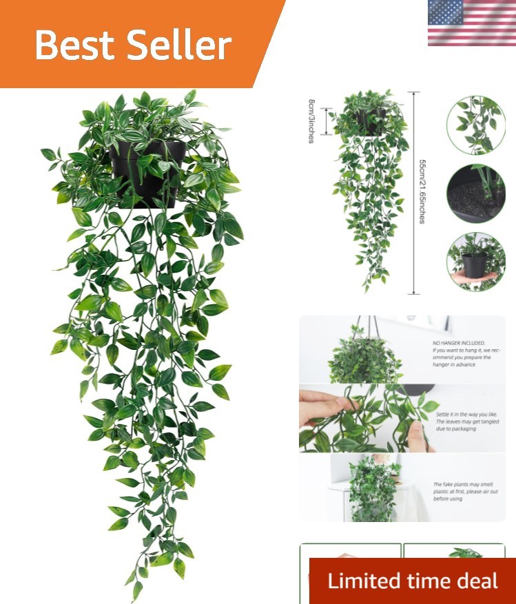 Fake Hanging Plants, Artificial Small Potted Plants for Indoor Outdoor Aesthe…