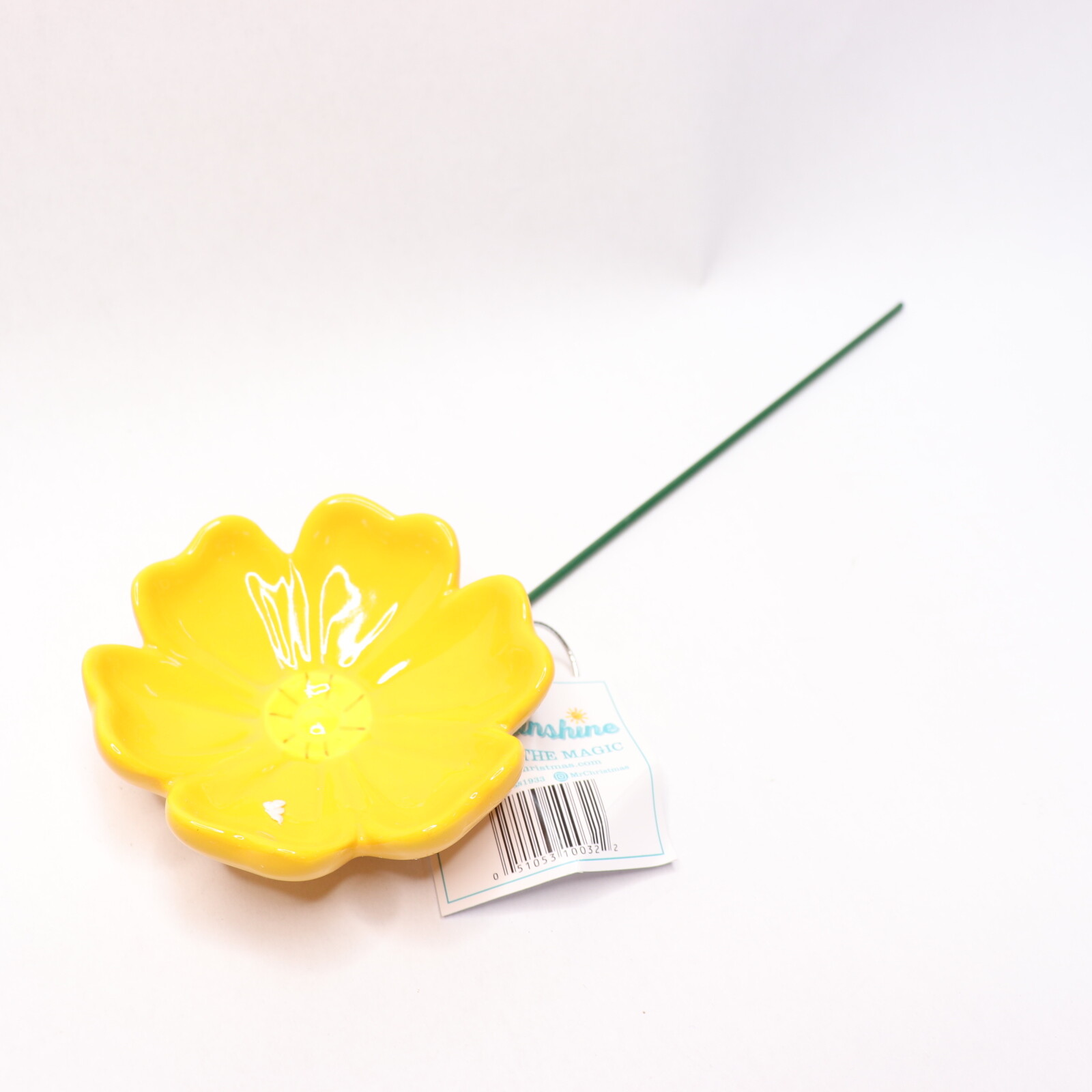 Ms Sunshine Flowers and Butterflies in Ceramic Yellow 2.4 to 3.9″ Stem 9.8″L