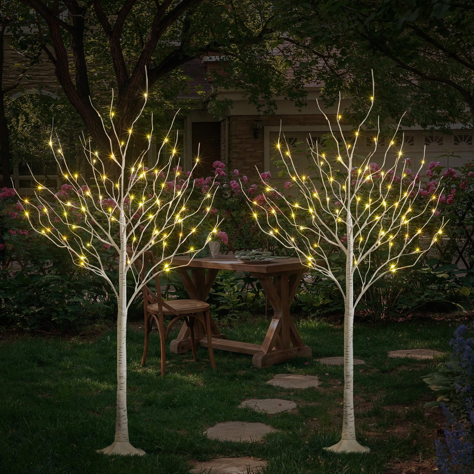 LIGHTSHARE 6 Feet 72L LED Birch Tree Lights, Pack 6 Feet, 2-Pack, Warm White