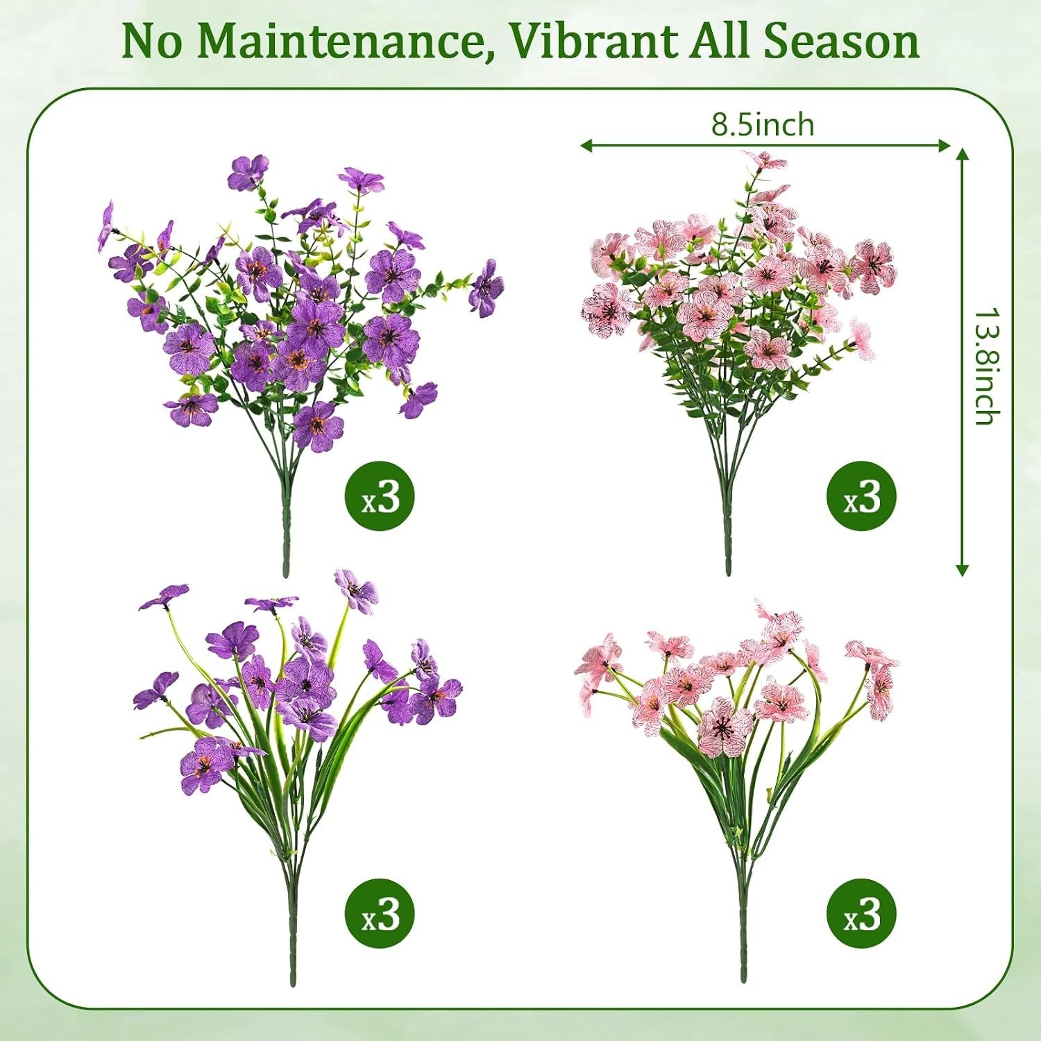 Charming 12-Bundle Fuchsia & Pink Artificial Flowers for Indoor/Outdoor Use