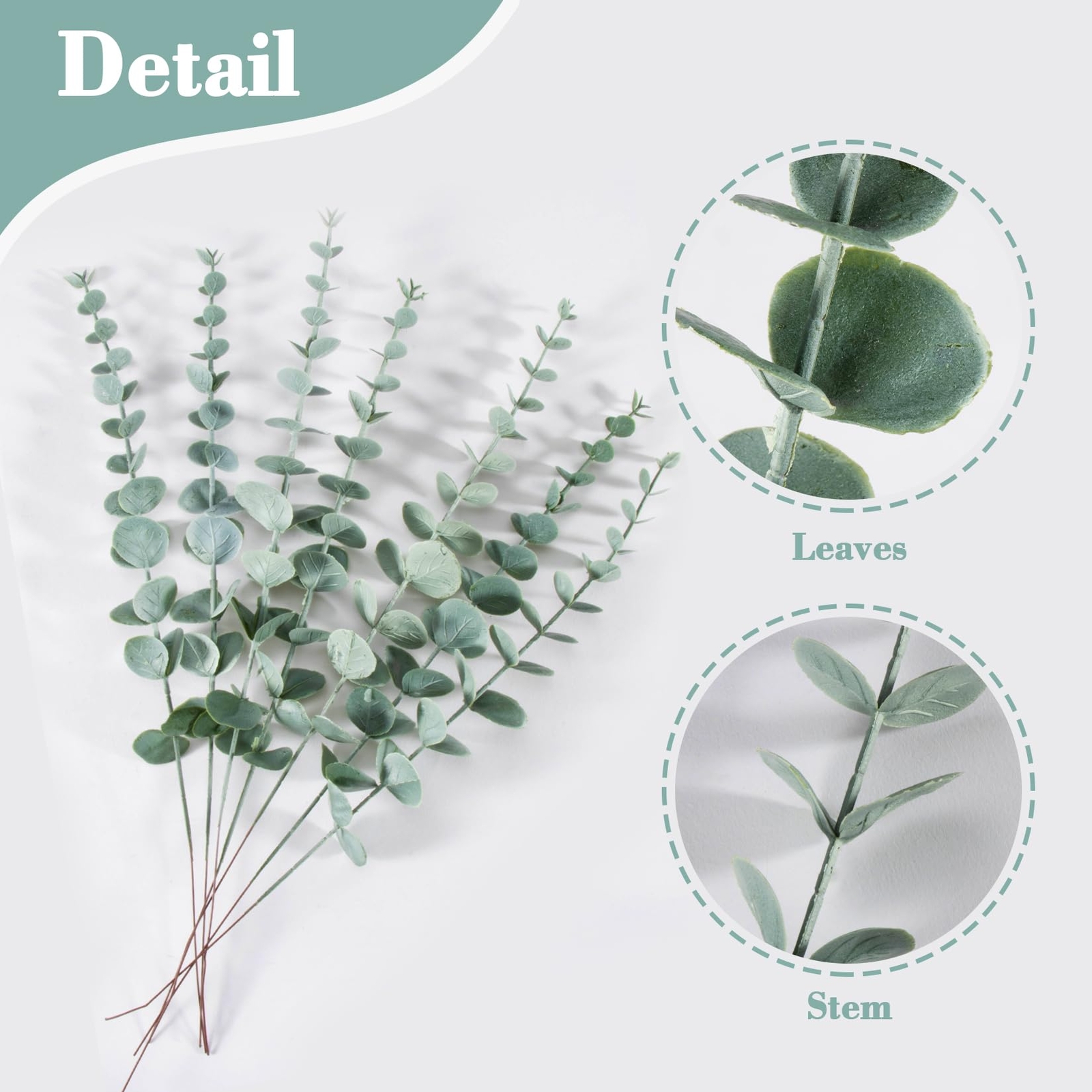 24pcs Artificial Eucalyptus Stems – Faux Eucalyptus Branches Decor Fake Eucalypt