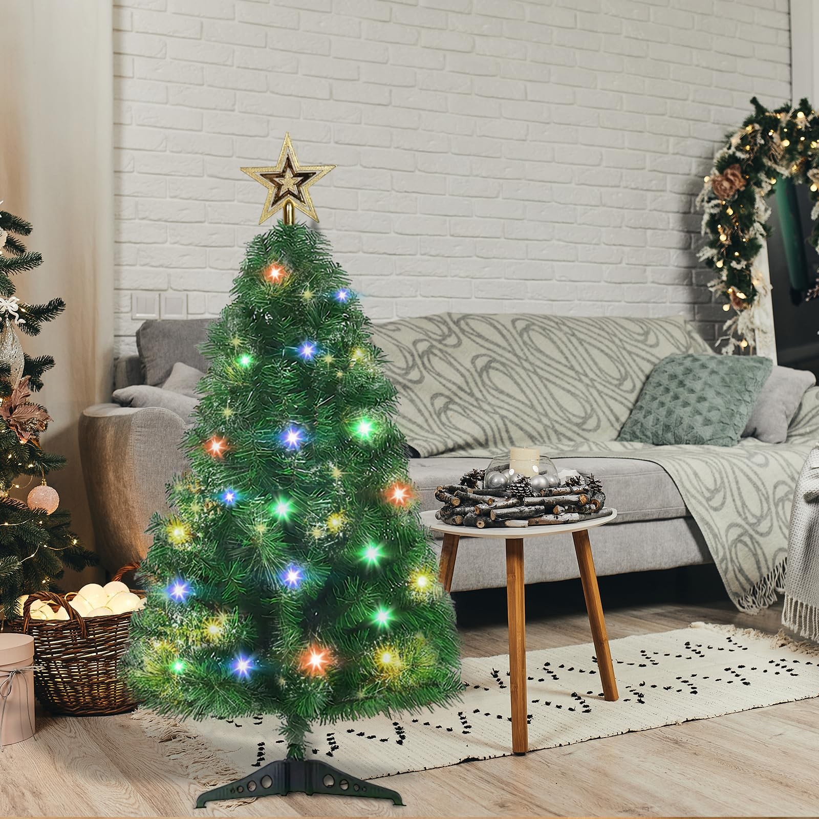 3ft Artificial Christmas Tree, Tabletop Xmas Tree for Holiday Decor 140 Branc…