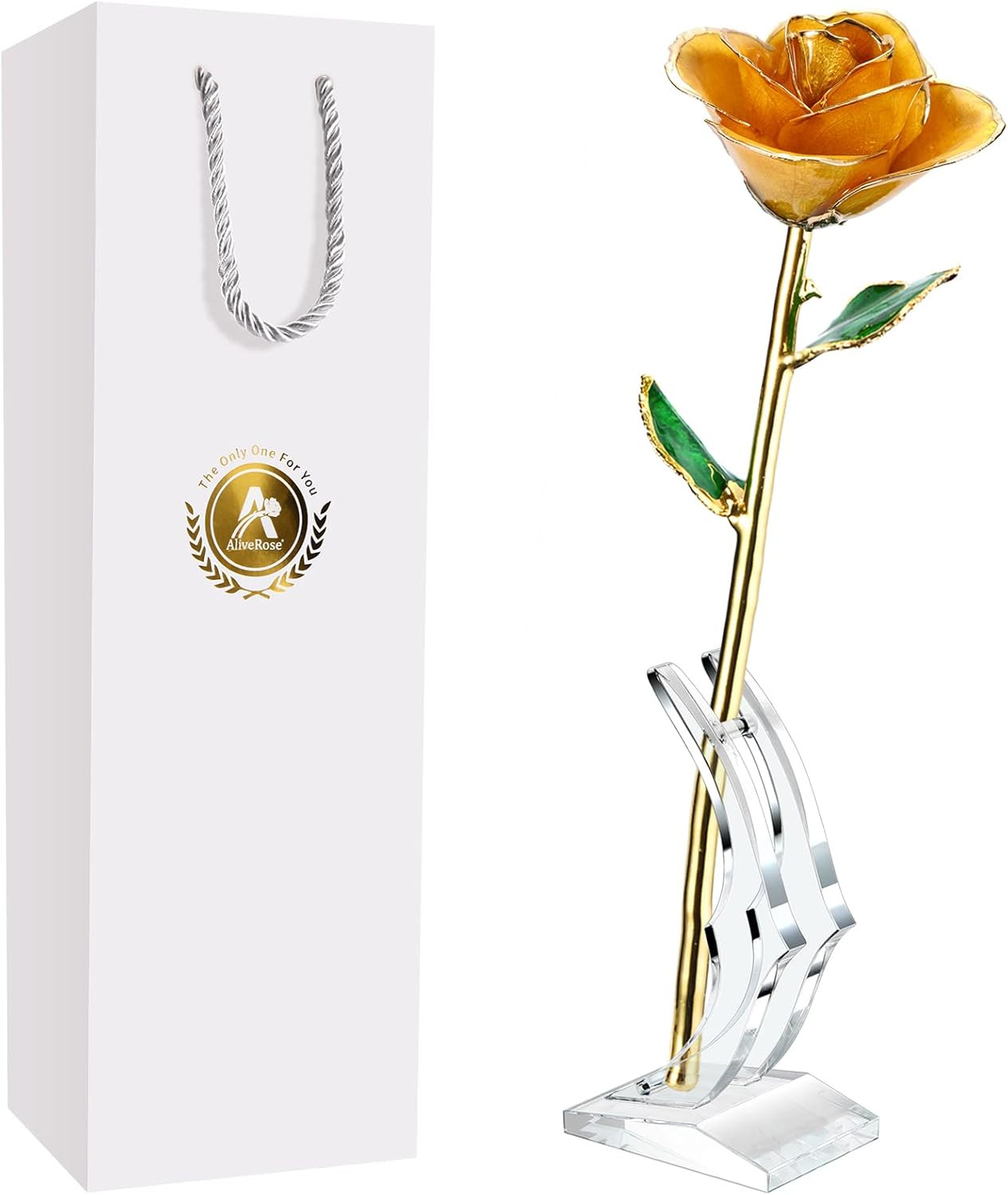 24K Gold Dipped Rose Made from Real Rose – Unique Design for Anniversary, Valent