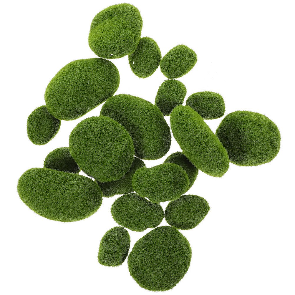 25 Pcs Lifelike Green Stones For Fairy Gardens Bonsai Decoration