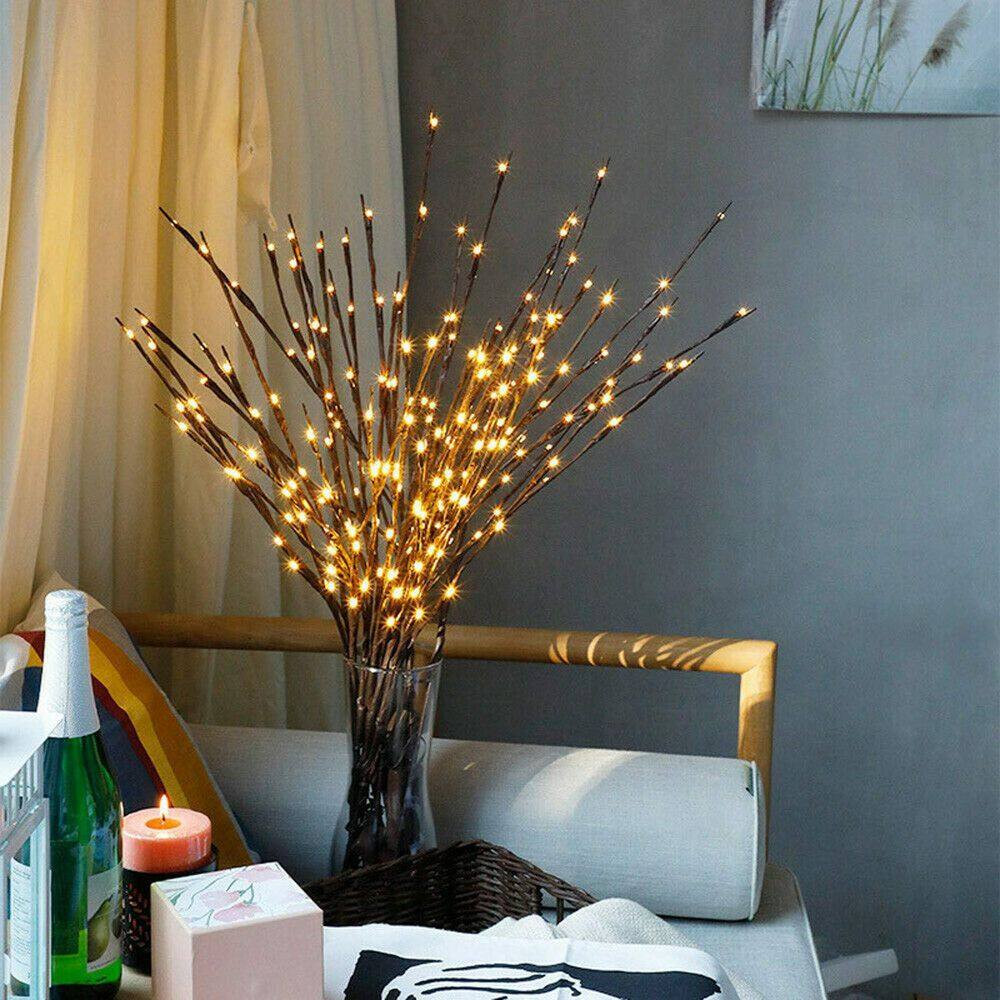 30 In. Brown Artificial Foliage Lighted Willow Branches Decorative Warm White LE
