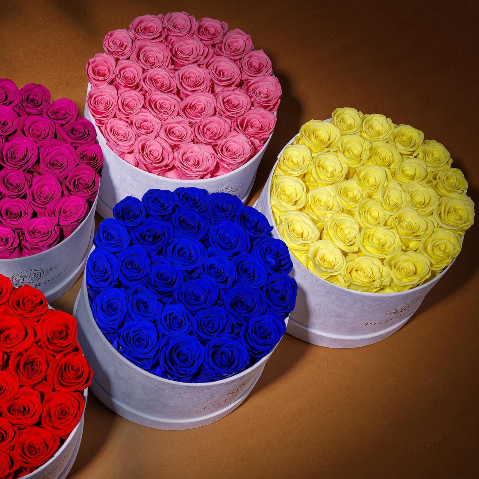 Preserved Roses Gift Box 27 Flowers in Suede Box Long-Lasting Mother’s Day Pink