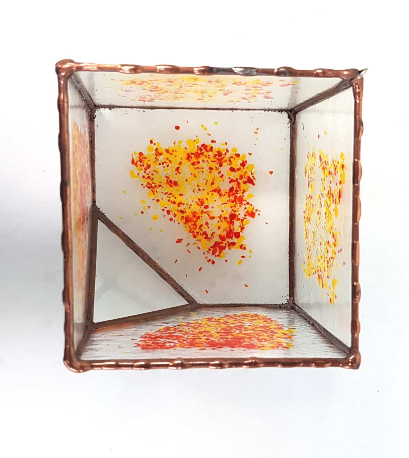 Geometric Terrarium Stained Glass, Cube Glass Planter, Home Decor Gardening Gift