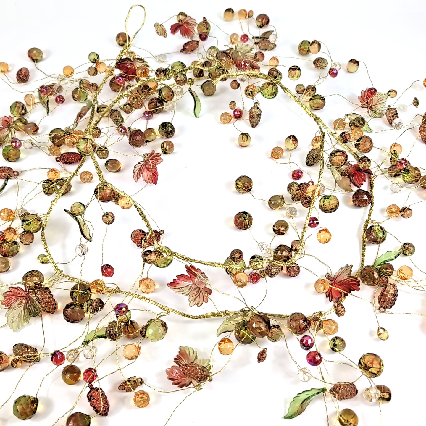 3 Handmade Garland Decor Acrylic Beads Grapes Berries Leaves Autumn Patio Decor