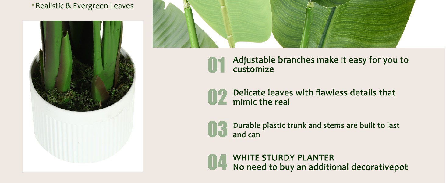 Bird of Paradise Plant Artificial 7ft,Faux Plants Indoor Tall with 13 Trunks –