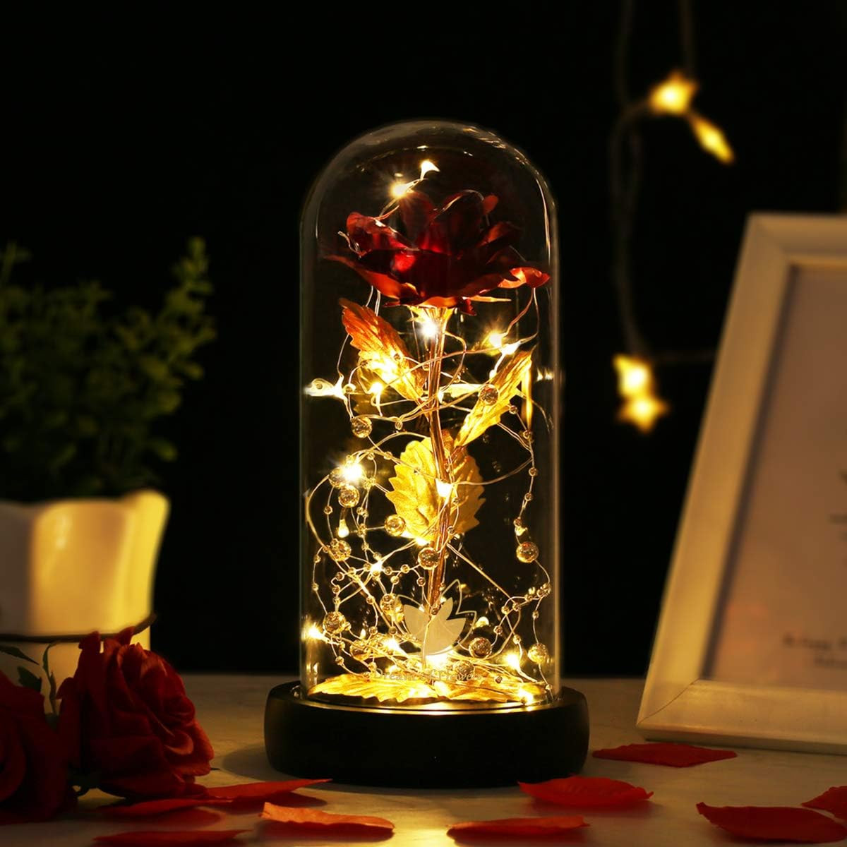 Mother’s Day 🌹 In Glass Dome Gift – Forever Flower Led Light, Romantic Present”