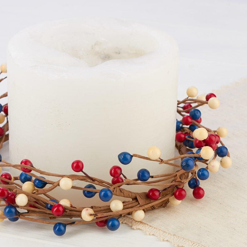 Set of 2 Factory Direct Craft Primitive Americana Berry Candle Rings