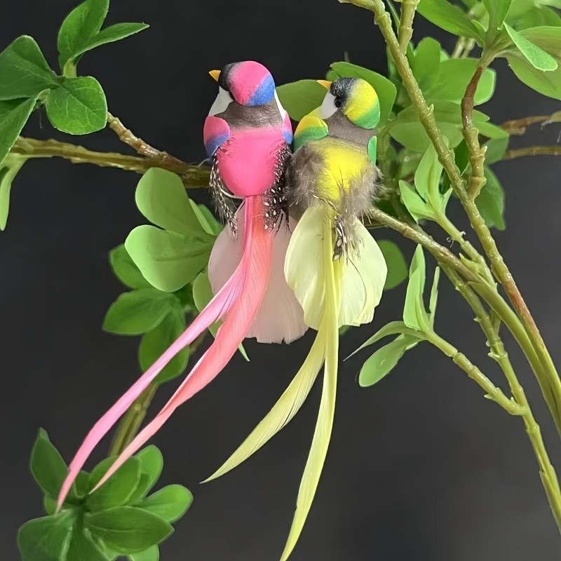 7pcs Artificial Simulation Foam Birds Feather Long Tail with Clip