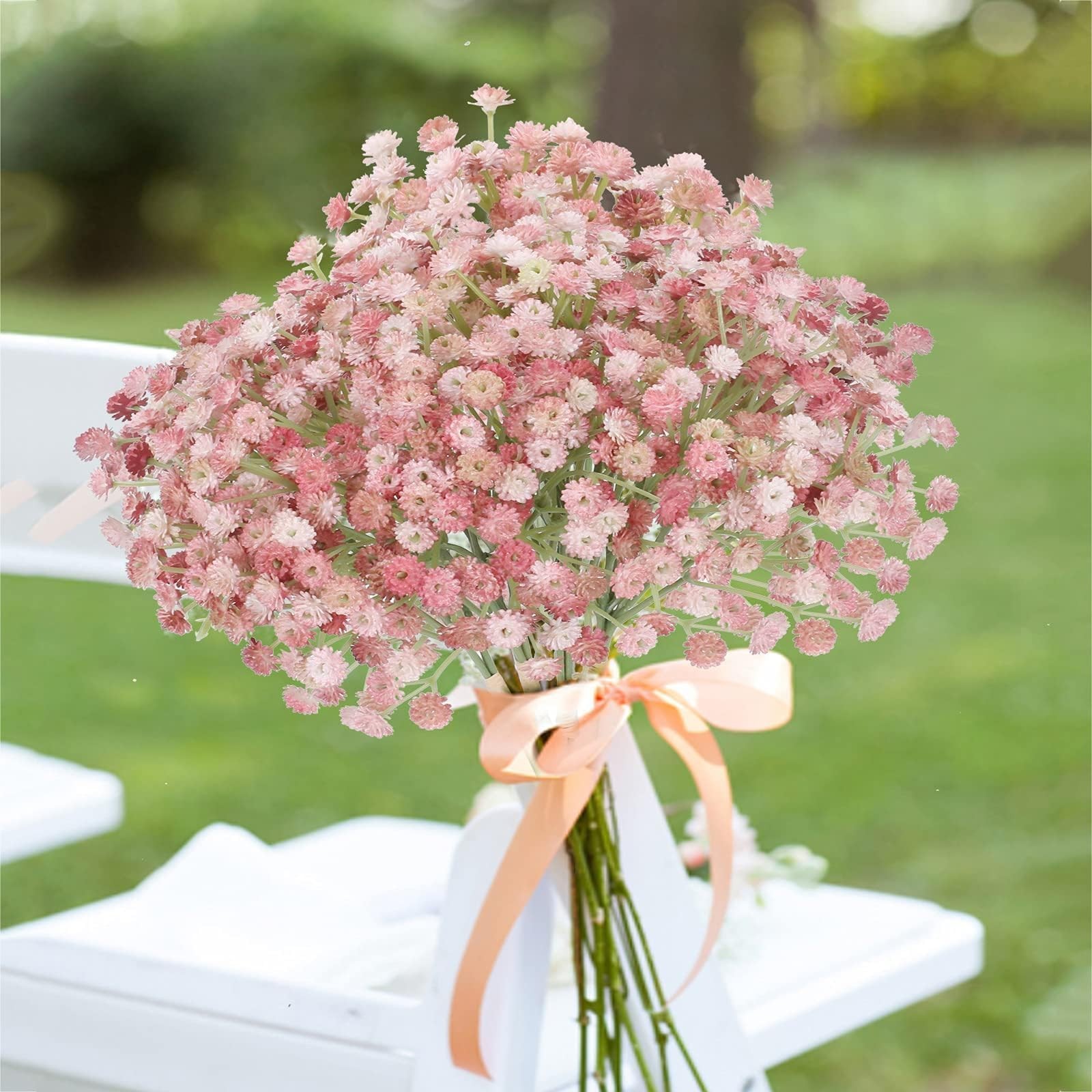 4 PCS Pink Flowers Fake Baby Breath Real Touch Valentines Day Artificial DIY