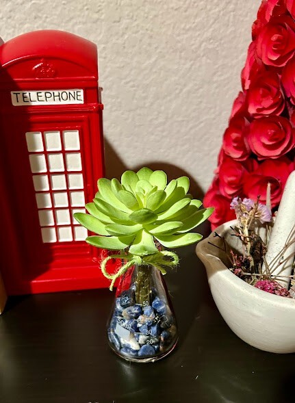 Artificial Potted Succulent Flower Green Echeveria Science Decor Lapis Lazuli