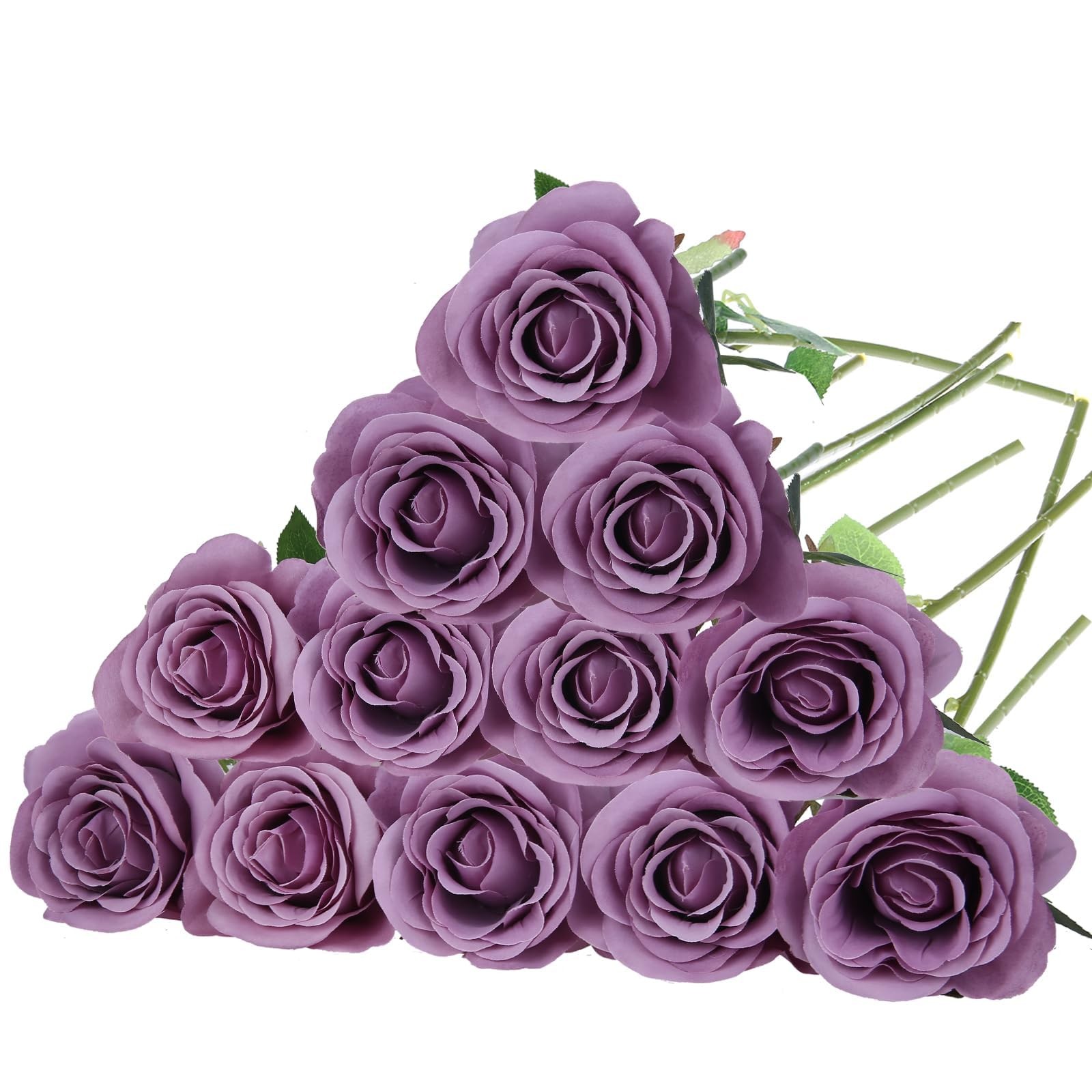 Purple Artificial Flowers 25 Cm Long 12 Pack Silk Roses for Wedding Decor – DIY