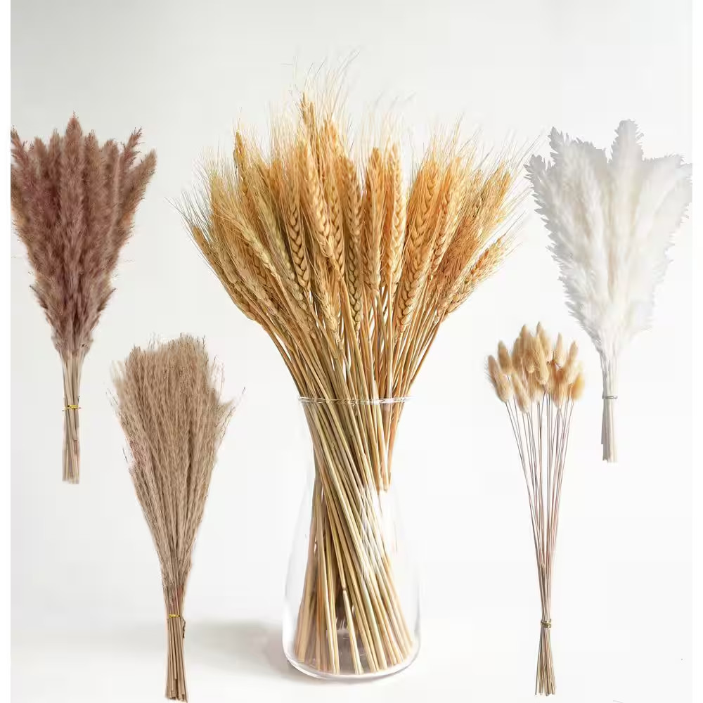 2.7 In. Natural Dried Wheat Pampas Grass Artificial Plant Beige Fall Floral Arra
