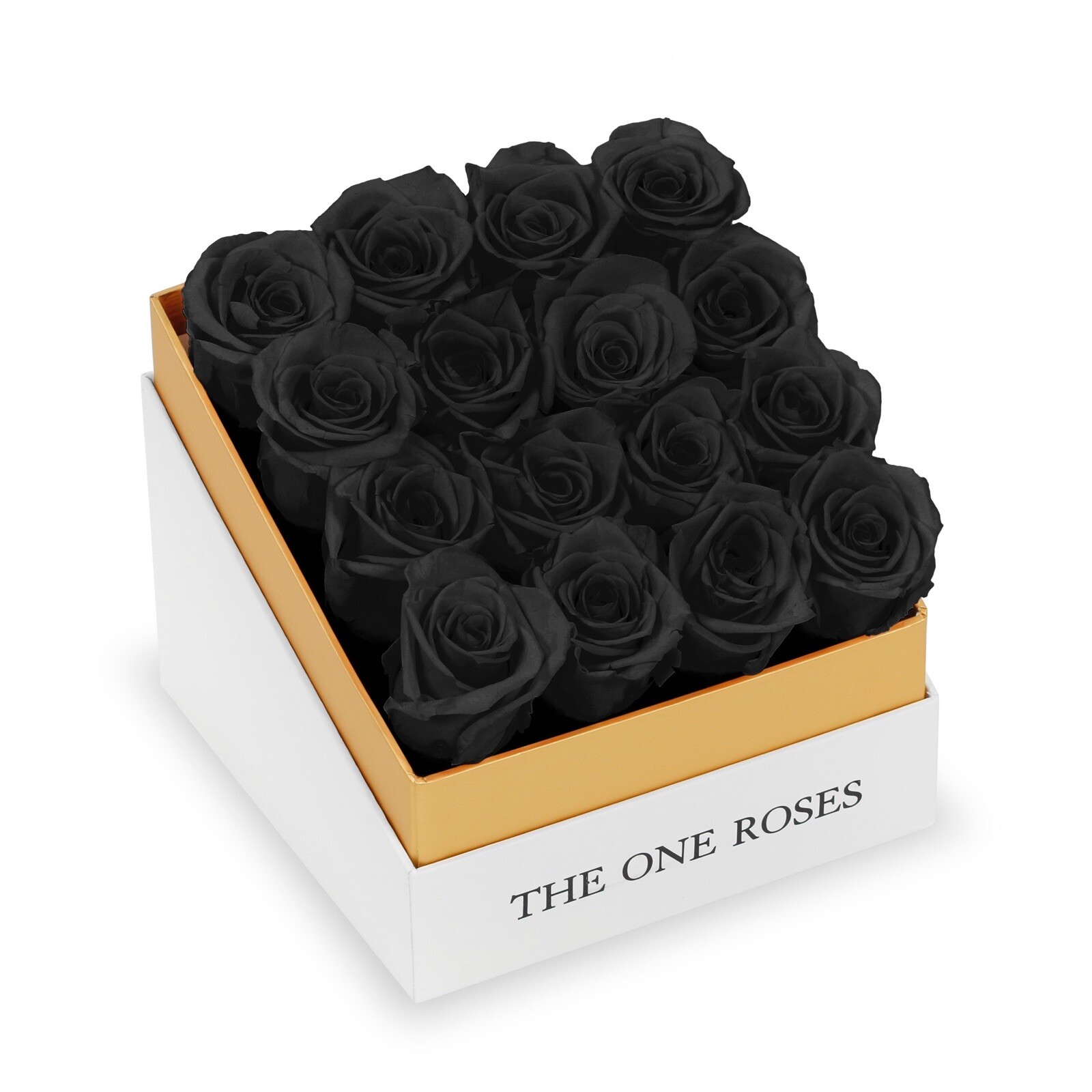 Coffee Table Black Square Box – With Real Long Lasting Preserved Roses