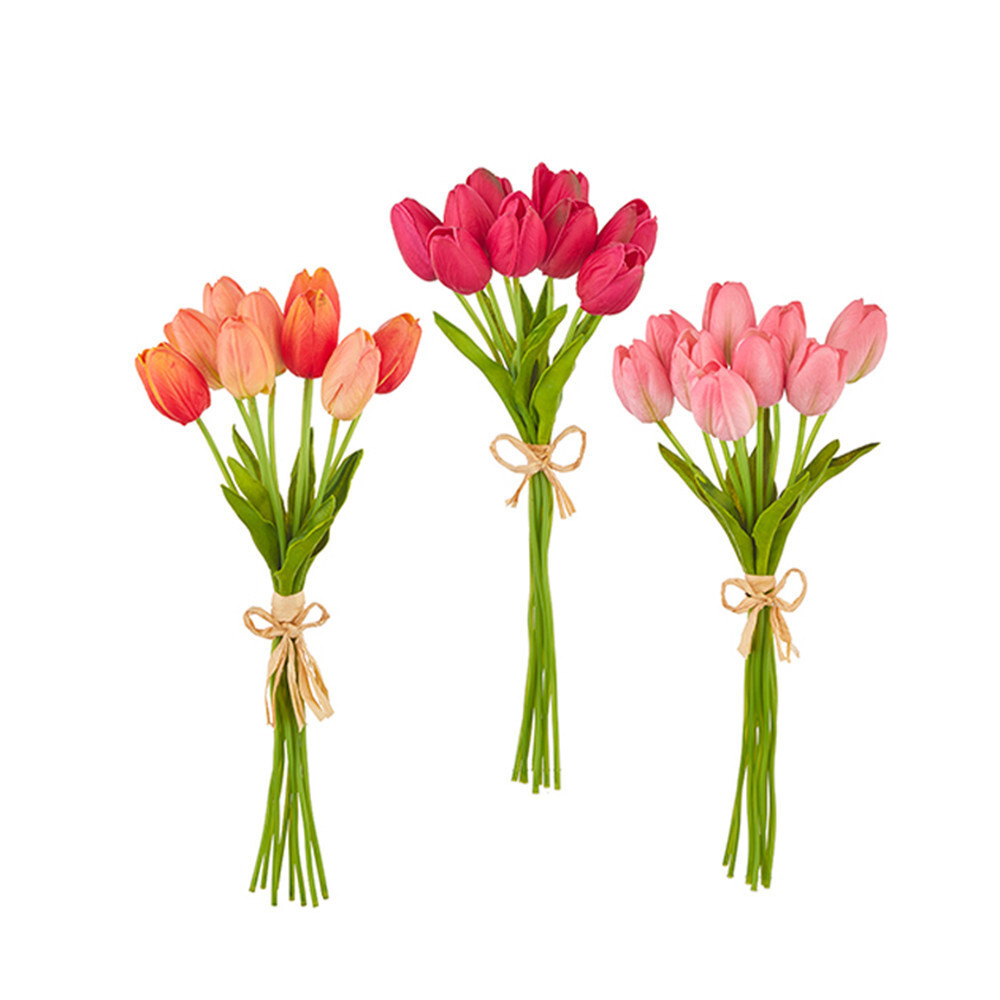 15″ Multicolor Faux Tulips Silk Floral for Wedding Bouquets Home Decor