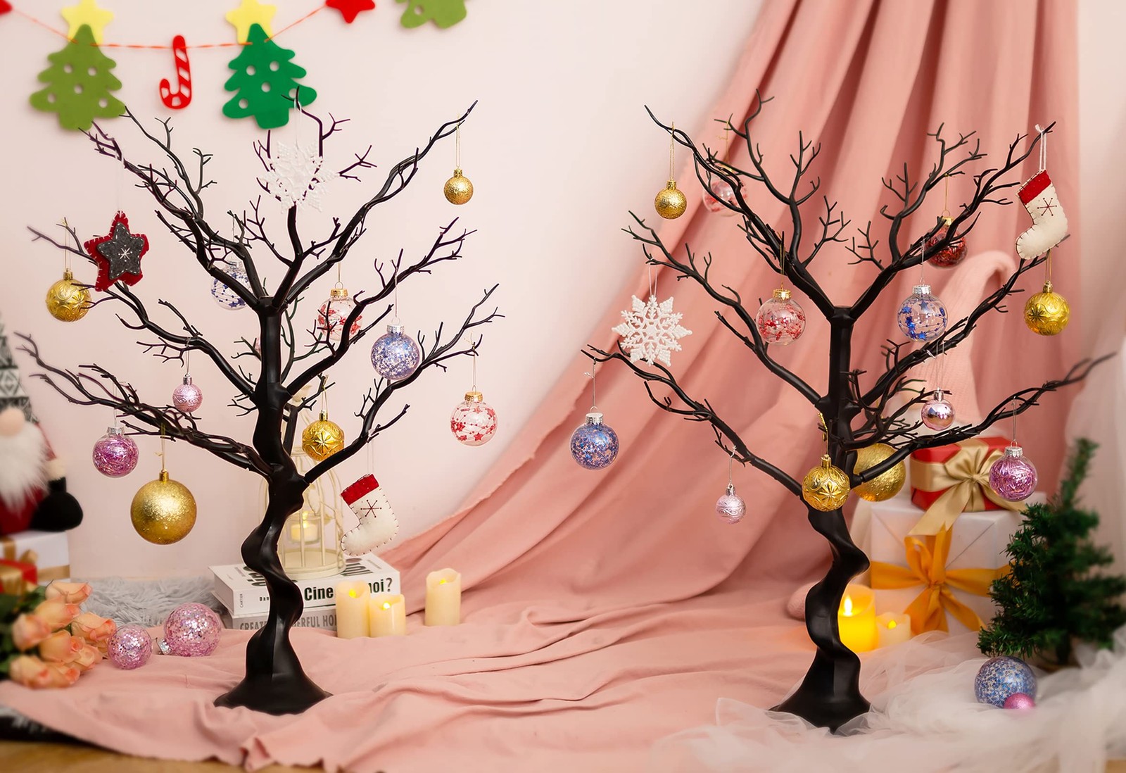 Sziqiqi Resin Artificial Tree for Centerpiece, Home 30in-2pcs, Black