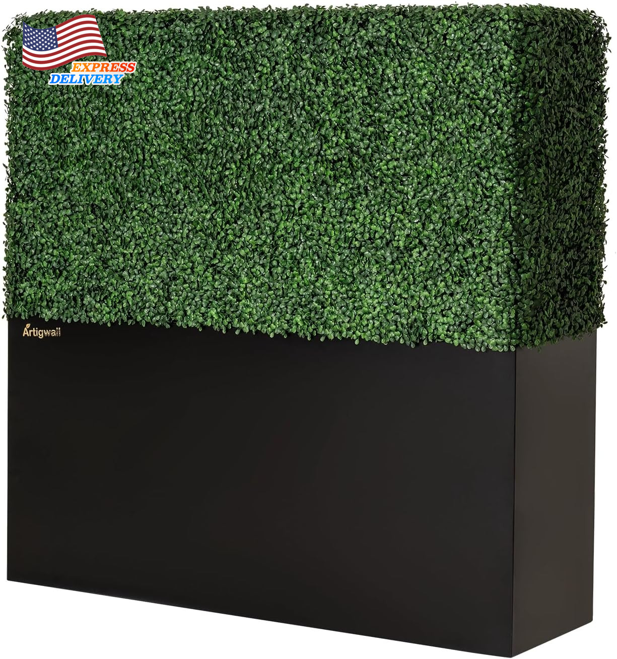 Artificial Hedge Wall, Boxwood Grass Panels with Planter 50Lx48Hx14D