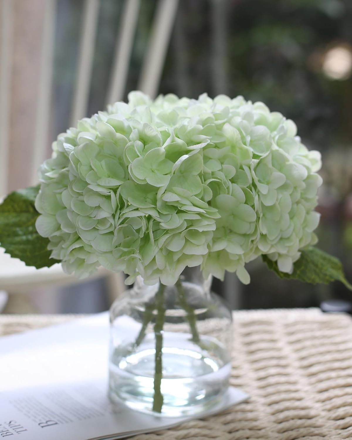 CHASMILE Real Touch Artificial Flowers Hydrangea in Vase for Home Decoration,Art