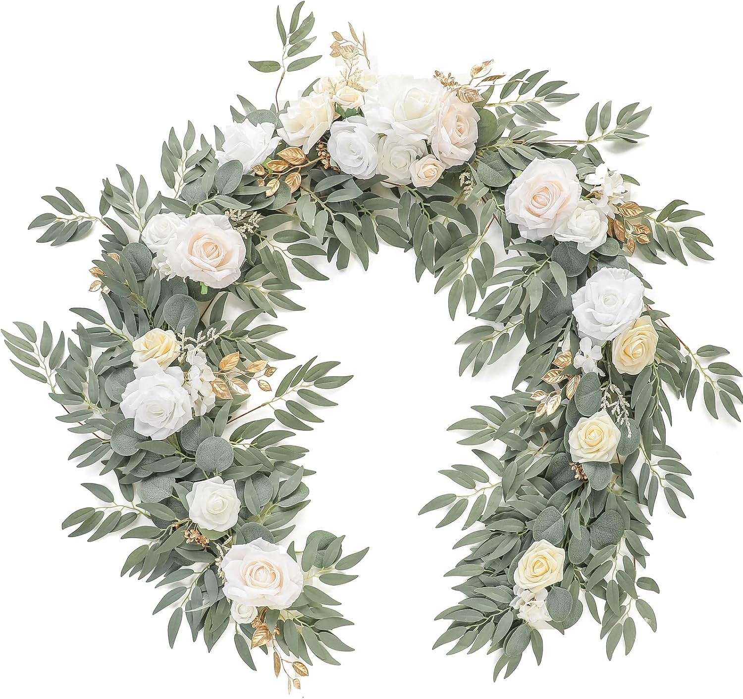 6Ft Artificial Eucalyptus Garland with Flowers Fake Greenery Faux Floral Vine Ga