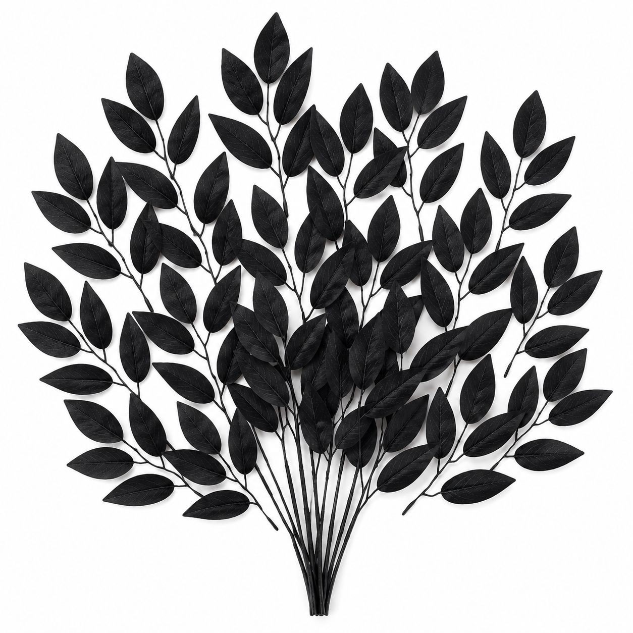 25 Black Halloween Leaf Stems Gothic Floral Filler Moody Wedding Greenery Dark D