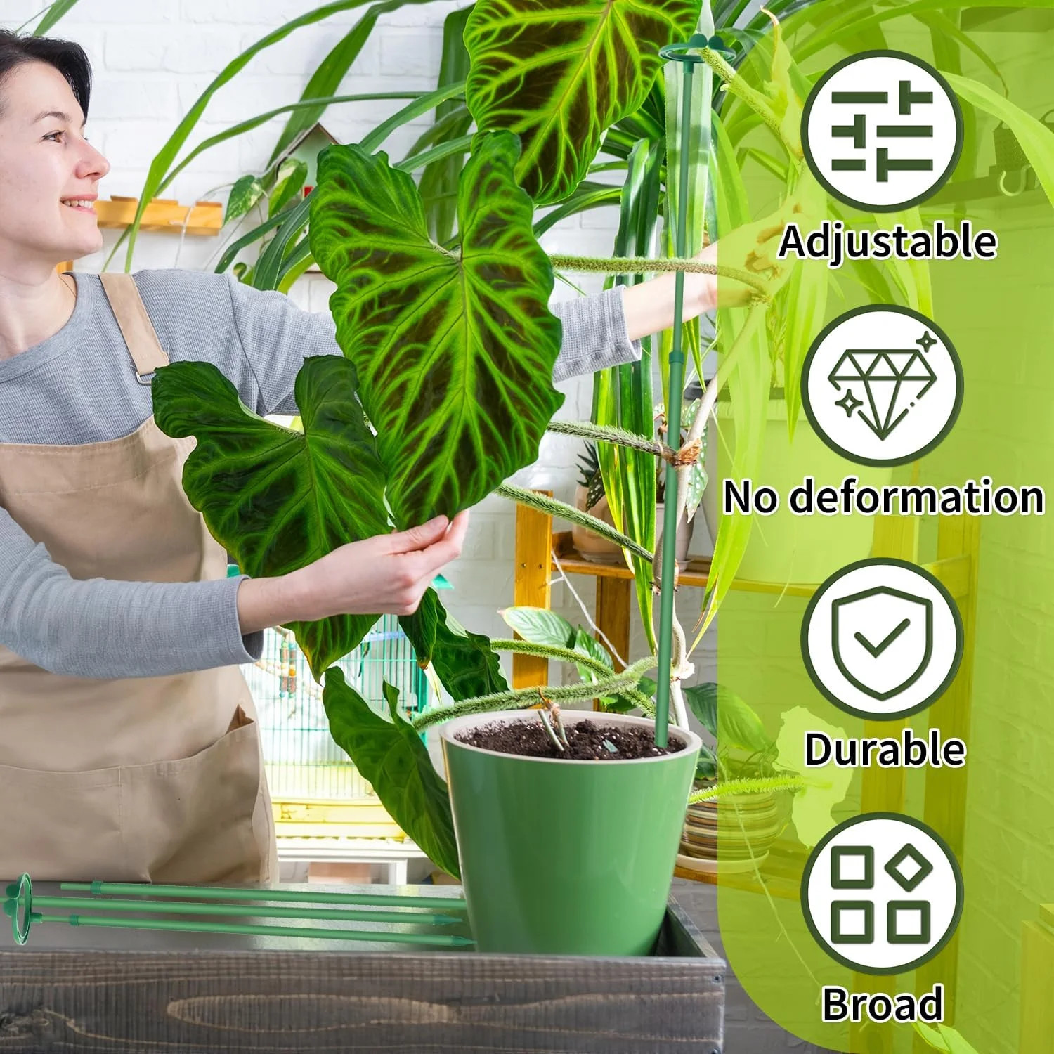 Extendable Plant Stakes,Adjustable Length from 17.9IN to 42.3IN Monstera Support