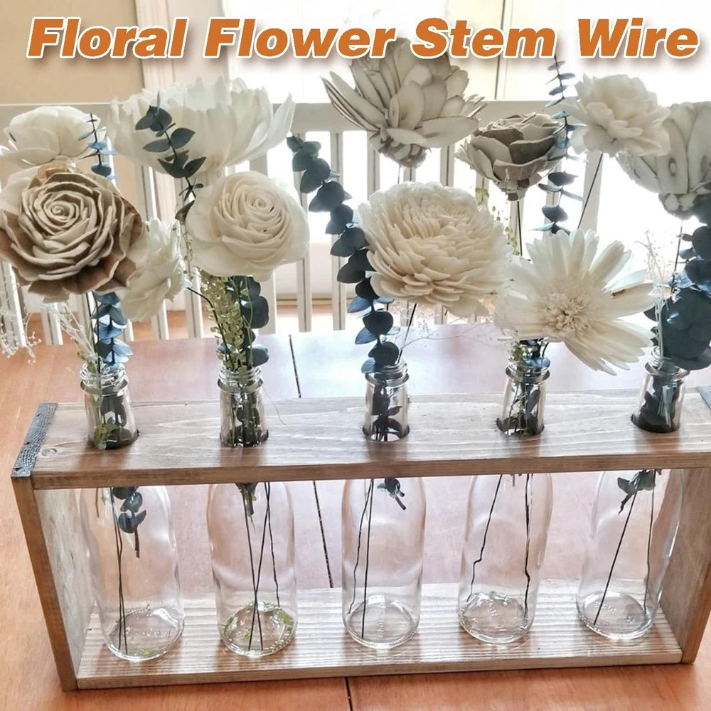 200 Pcs Floral Stem Wire,22 Gauge 16 Inch Floral Stems for Flower Arrangements