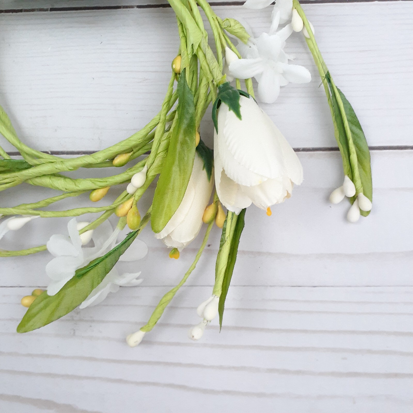 Floral Coiled Garland White Tulip 5 ft Faux Flowers