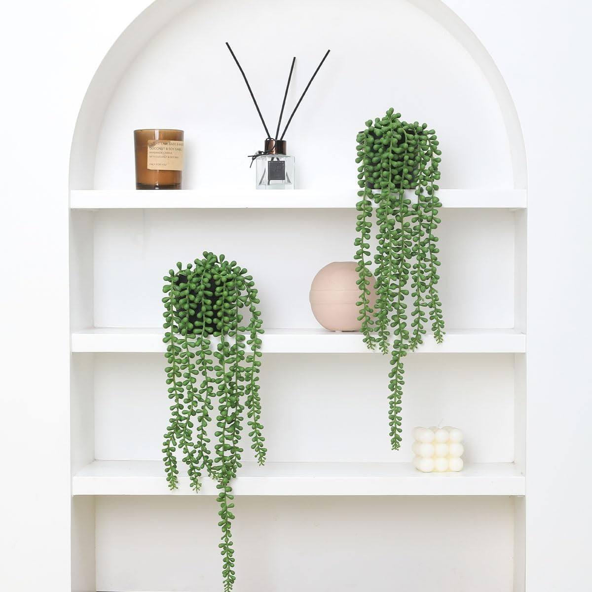 Elegant String of Pearls Fake Plants Set of 2 – Lightweight and Maintenance-Free