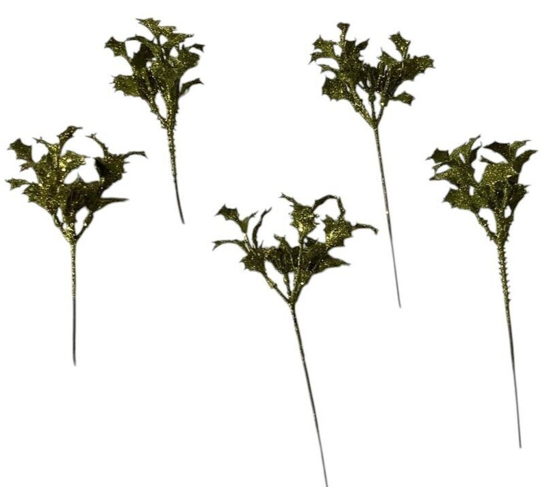 Floral Lime Green Picks Stem Holly Fern Bows Swirls Lot 14 Glitter Decor NEW