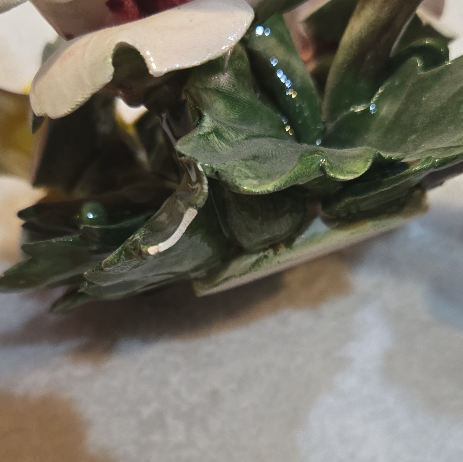 Vintage Italian Capodimonte Porcelain Rose Centerpiece Basket Candlestick Holder