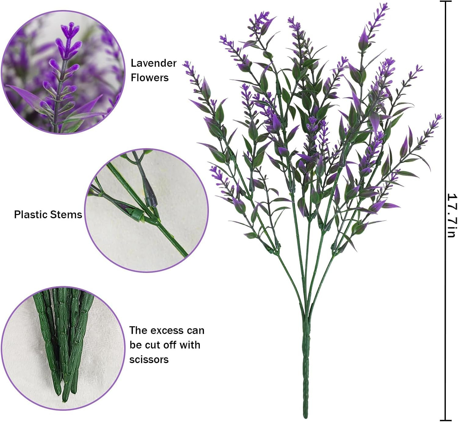 42 Pcs UV Resistant Faux Lavender Flowers for Garden Decor – Purple Plants