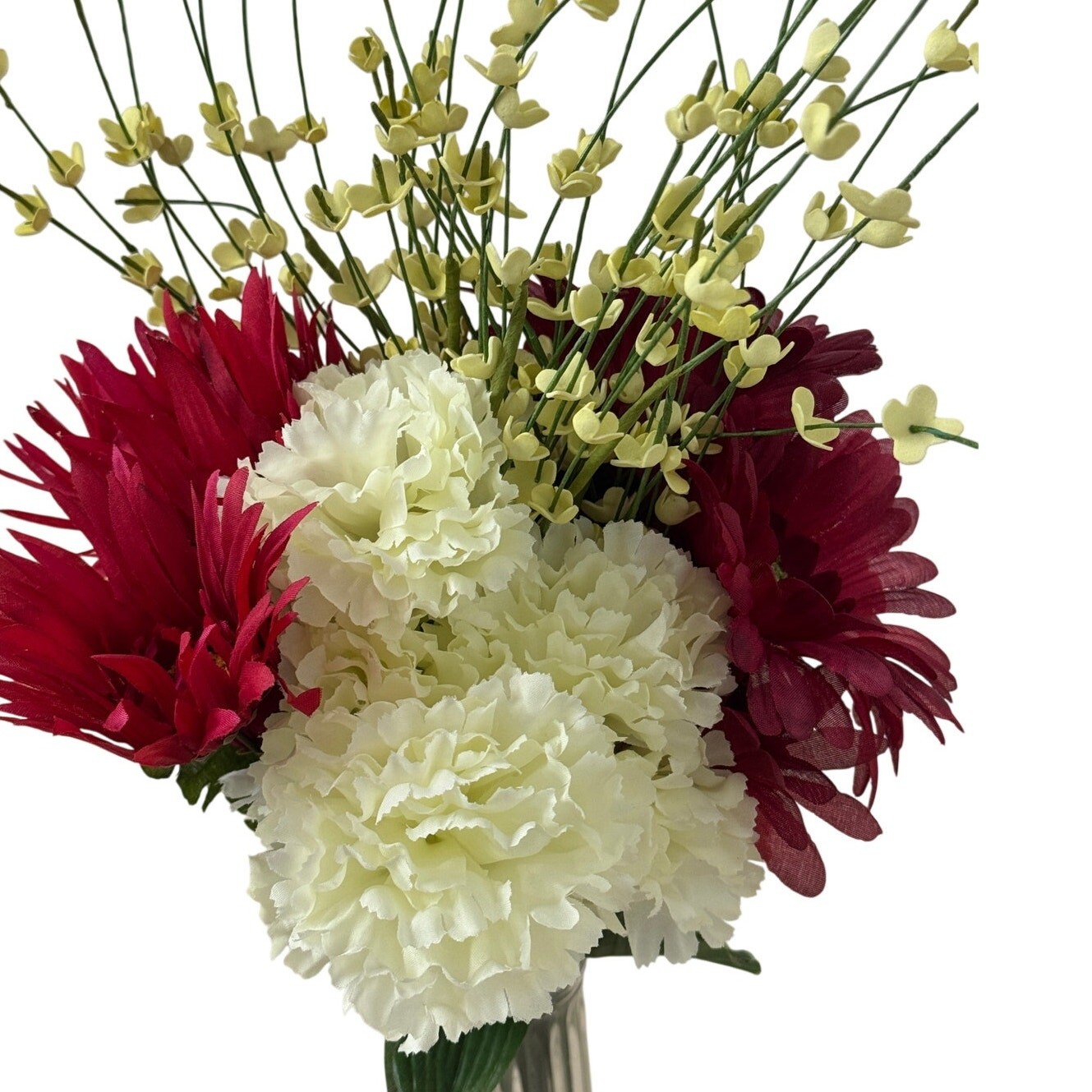 Tall Artificial Floral Arrangement Glass Vase Decor