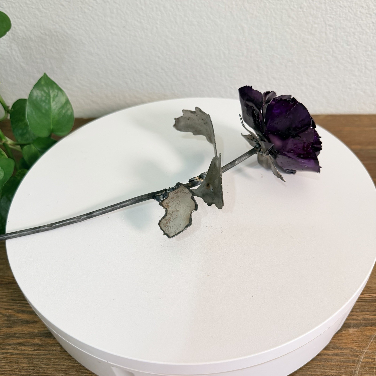 Hand Crafted Welded, Metal Forever Purple Rose