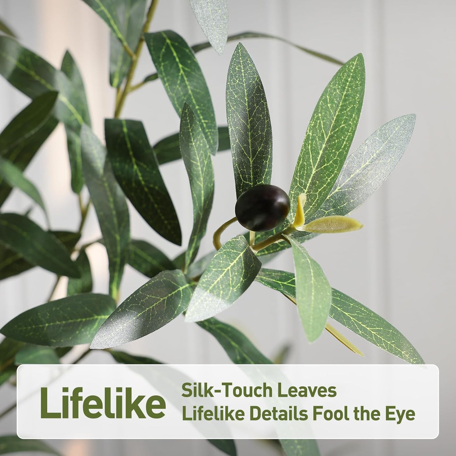 8Ft Faux Olive Tree in White Planter – Lush Indoor Decor for Home & Office