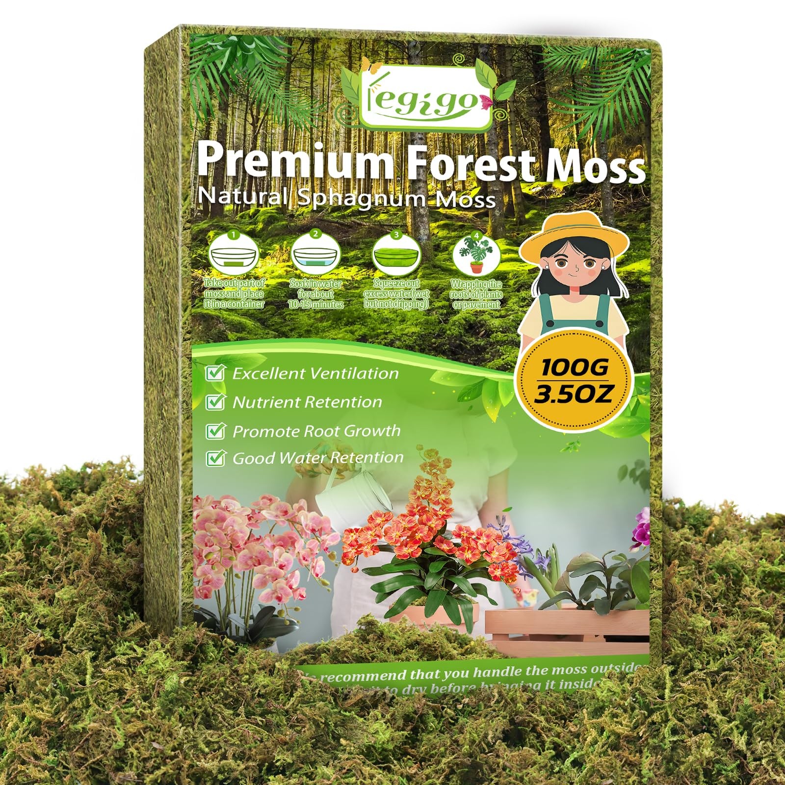 1 PCS 3.5 OZ Green Moss For Indoor Artificial Plants Crafts Faux Decor