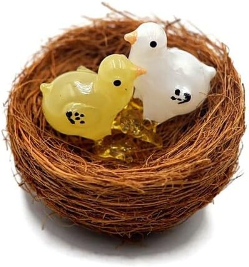 Set of 3 Natural Coconut Fiber Bird Nests – Rustic Decorative Accents for Home