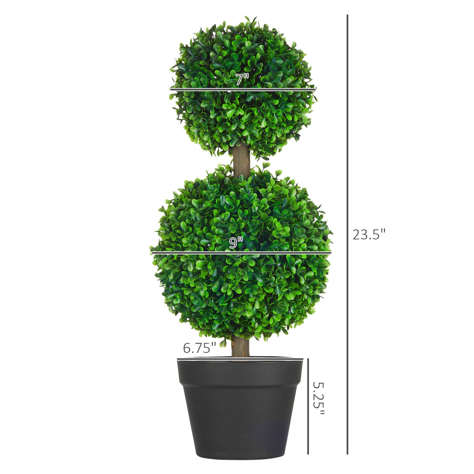2 Pack Artificial Boxwood Topiary Ball Trees for Indoor Outdoor