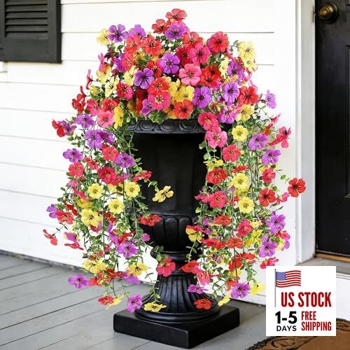 Artificial Flowers for Outdoors, UV Resistant 2 Bundles Fake 2PCS Mix Colors1