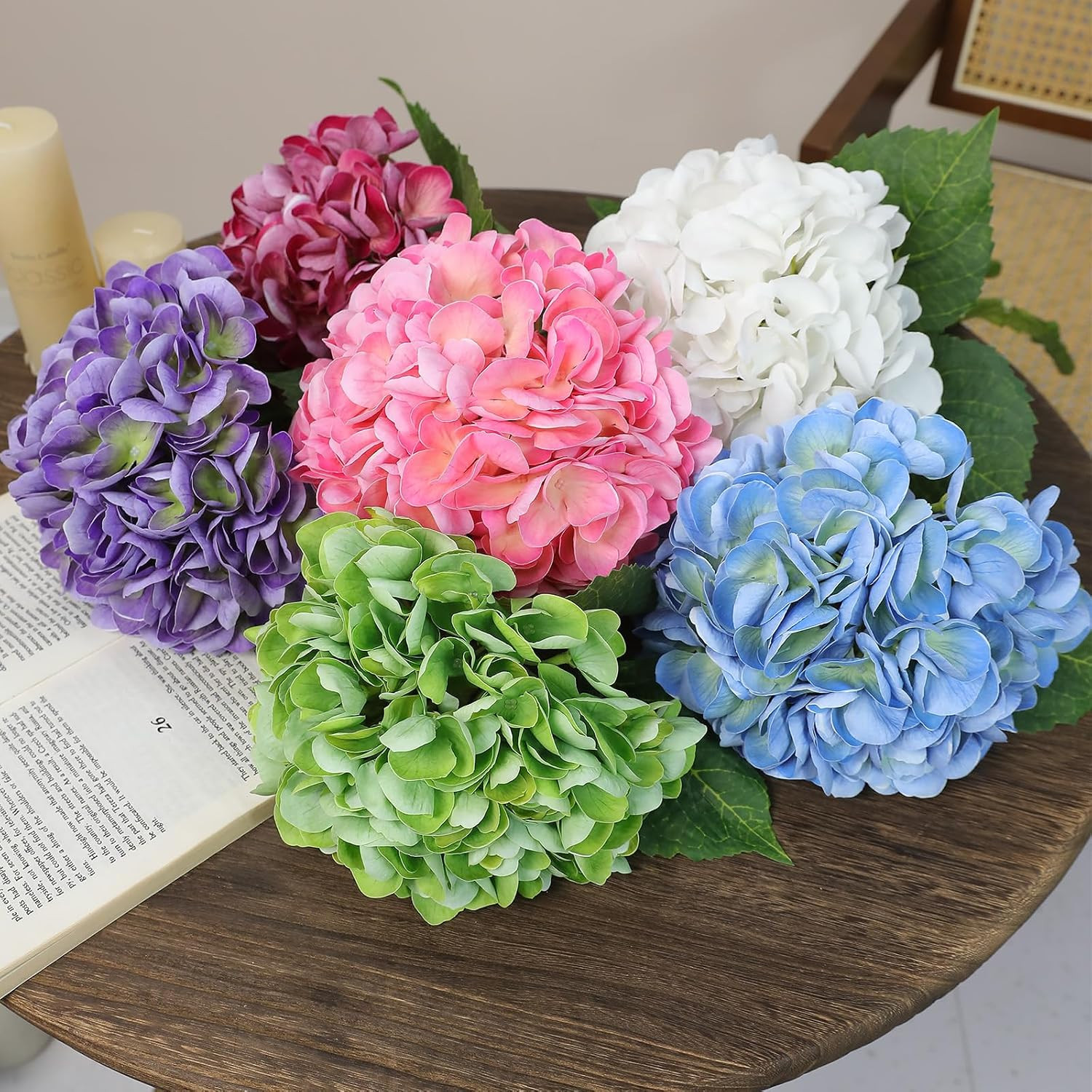 Lifelike 5Pcs Pink Hydrangea Faux Flowers for Home Decor & Weddings