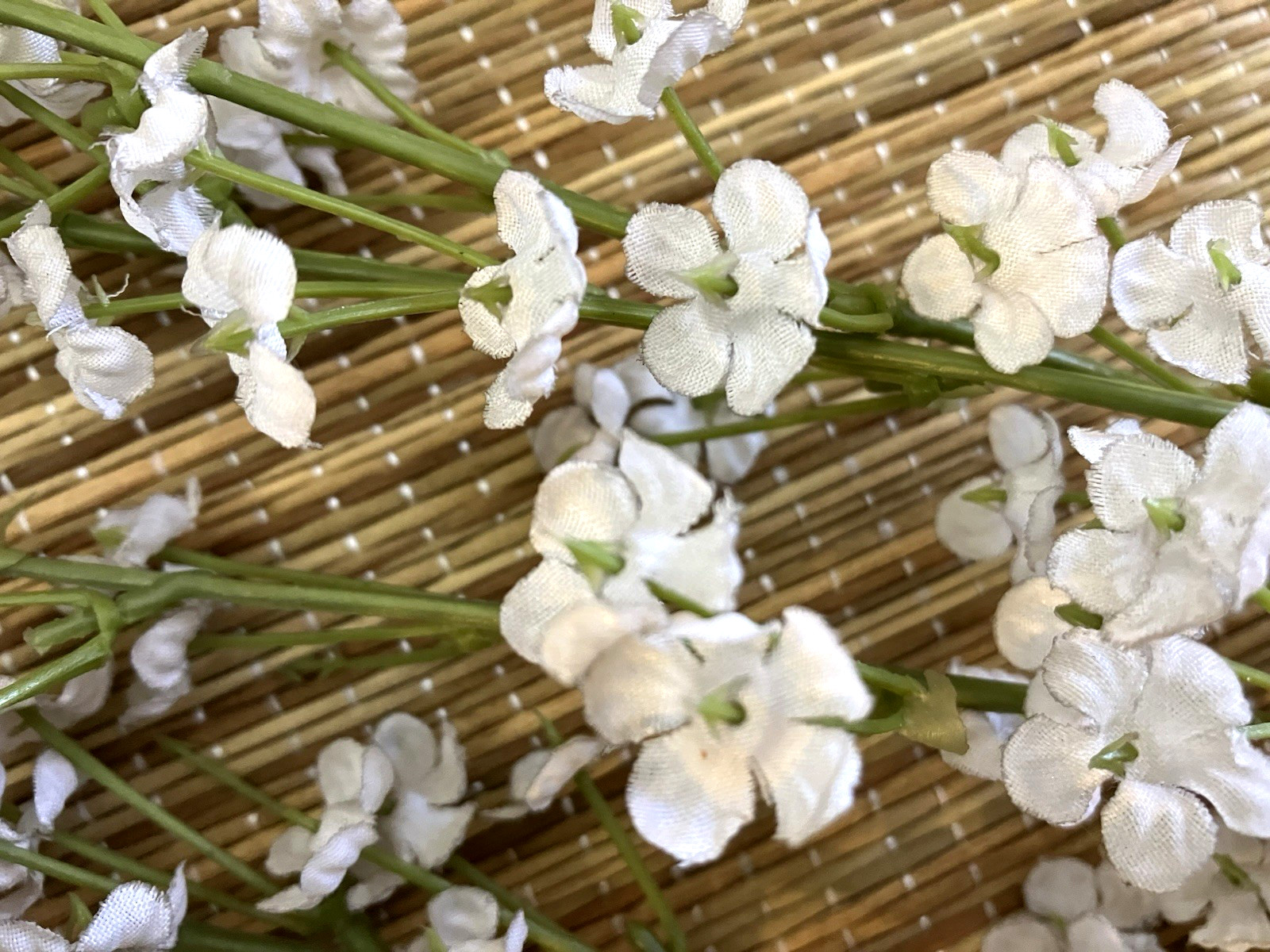Vintage Bouquet of ARTIFICIAL Flocked White Gypsophila FLOWERS, Baby’s Breath