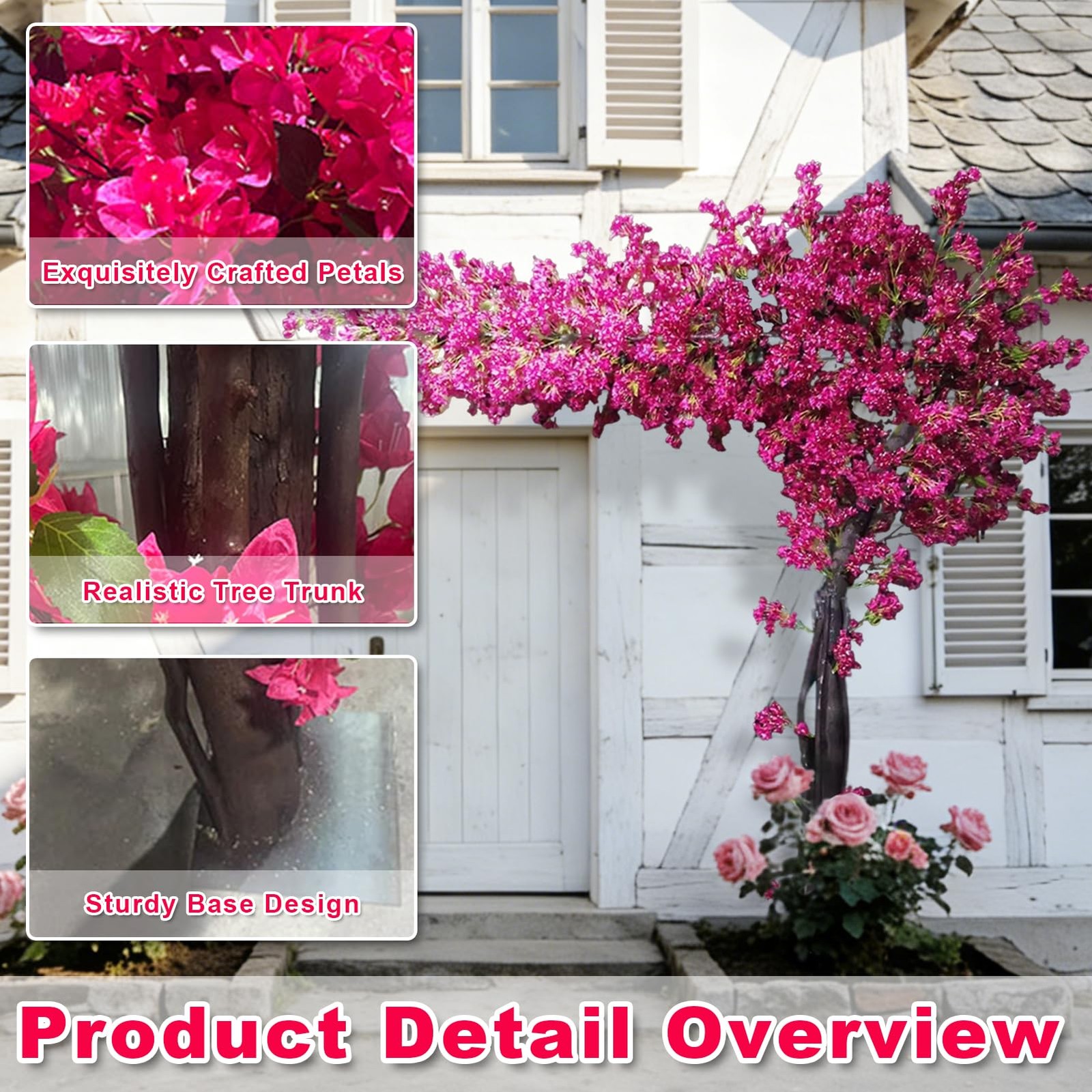 Large Pink Artificial Bougainvillea Tree Artificial Tree for Landscape and Ve…